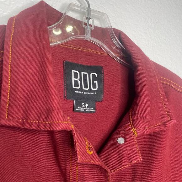 BDG Urban Outfitters Womens Red Jacket Size Small Denim Long Sleeve Button Front - Picture 3 of 13